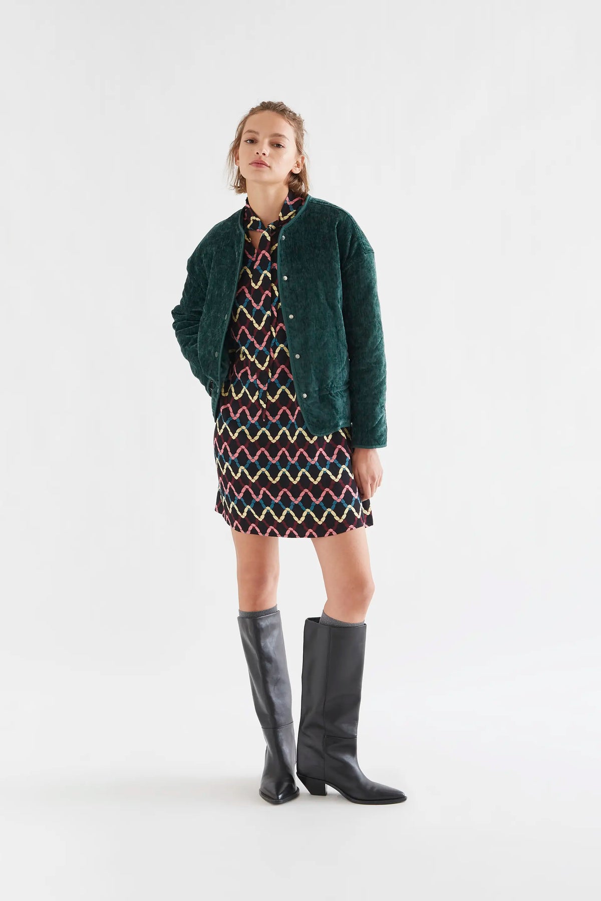 Vestido corto con estampado Skein