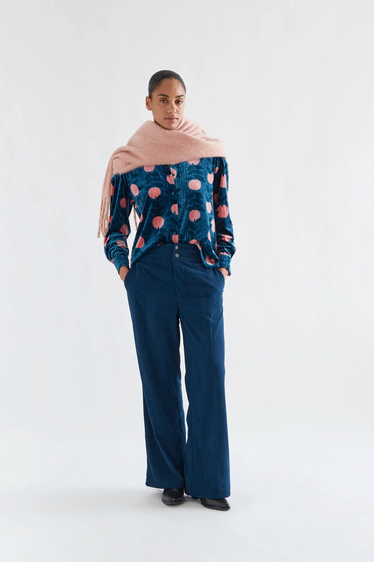 Camisa de terciopelo con estampado Lychee