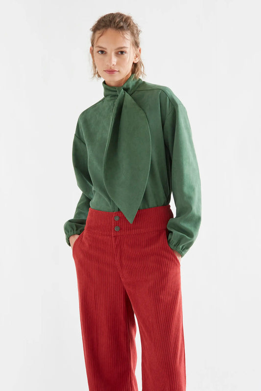 Camisa ante verde con maxi lazada