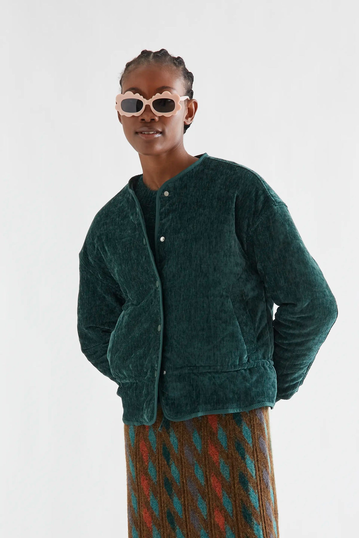 Chaqueta acolchada verde oscuro