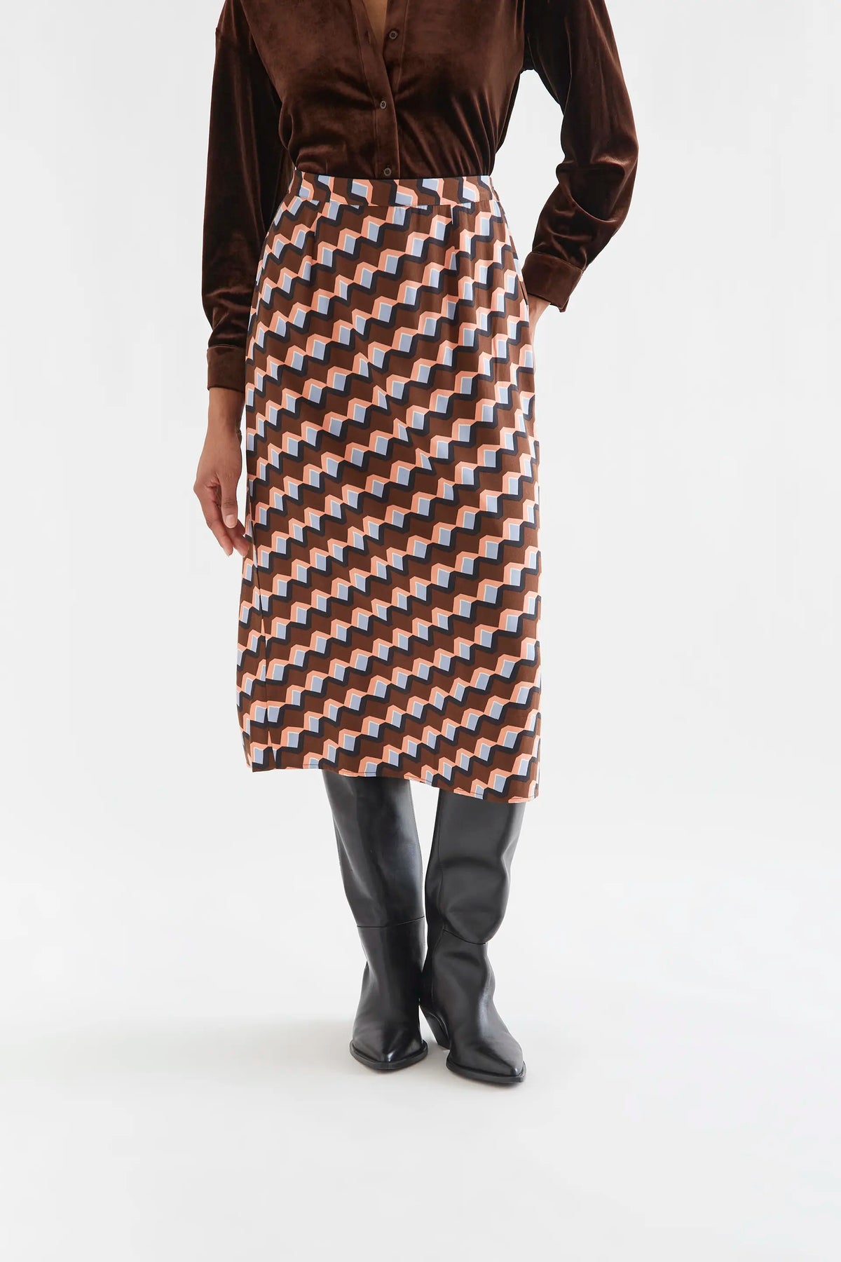Falda midi con estampado Scala