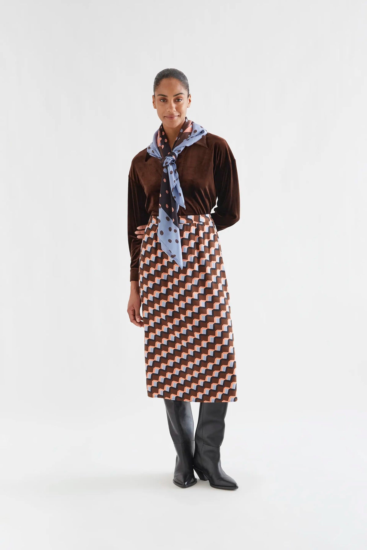 Falda midi con estampado Scala
