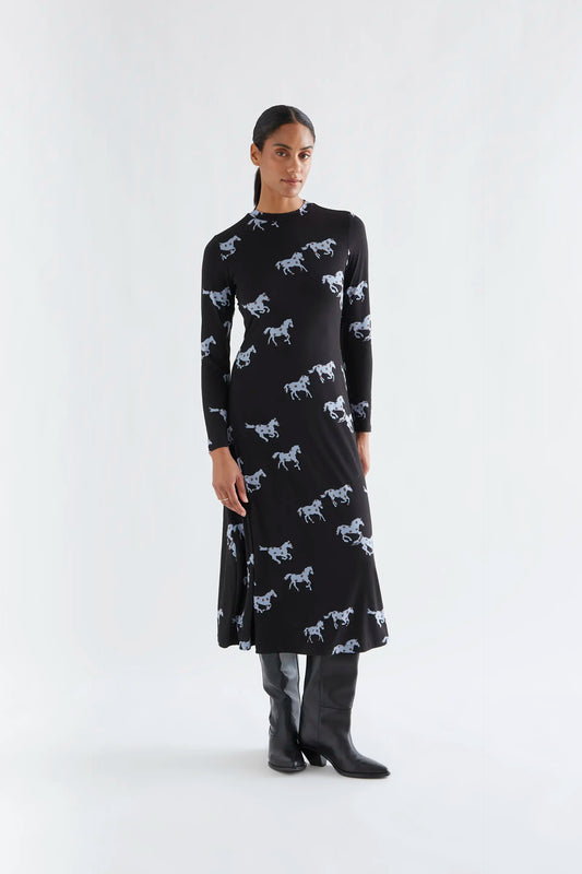 Vestido midi con estampado Horse