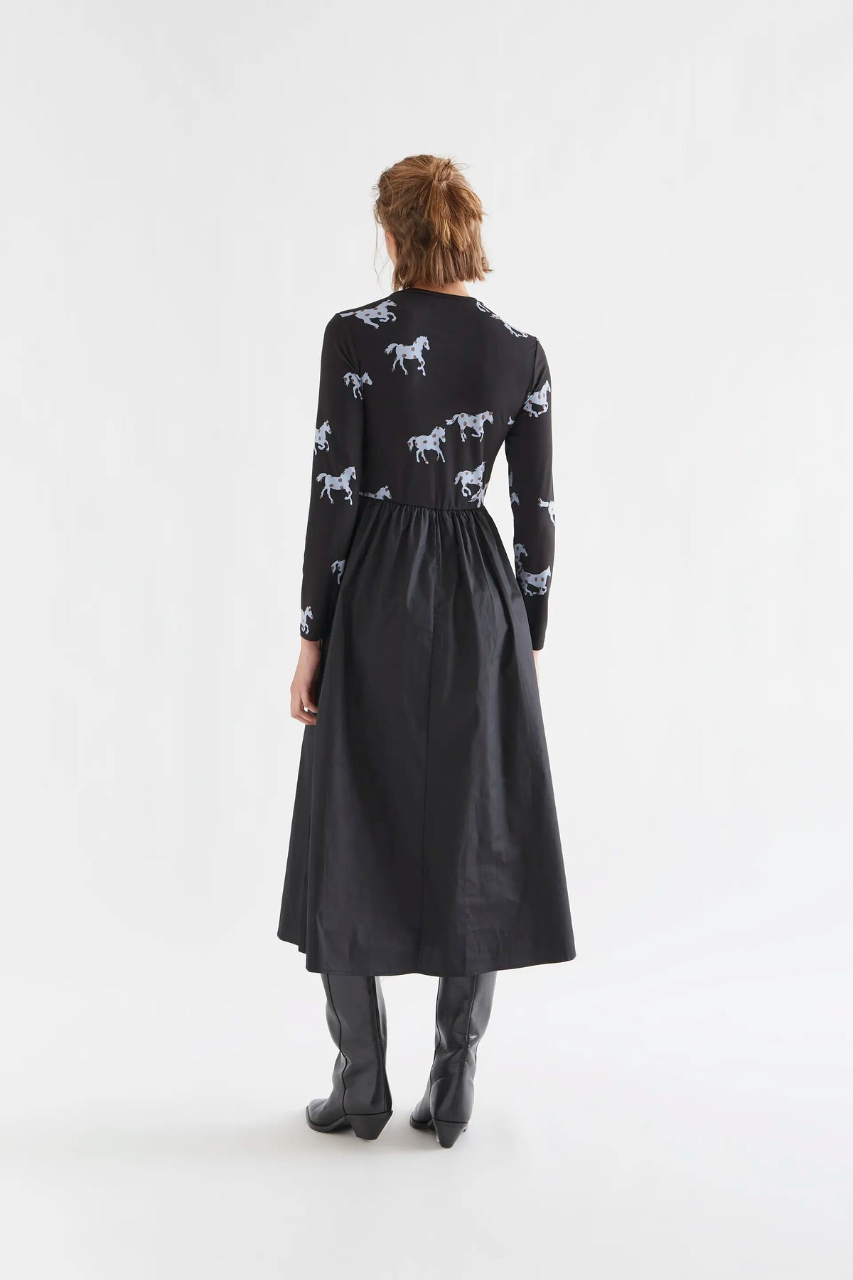 Vestido midi de algodón con estampado Horse