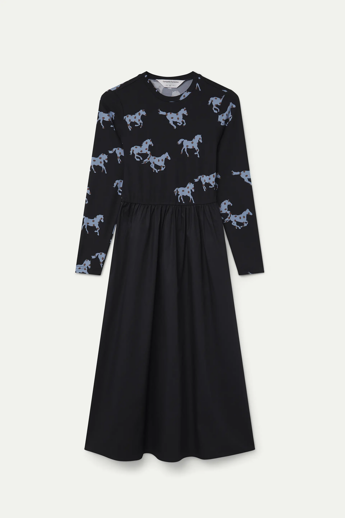 Vestido midi de algodón con estampado Horse