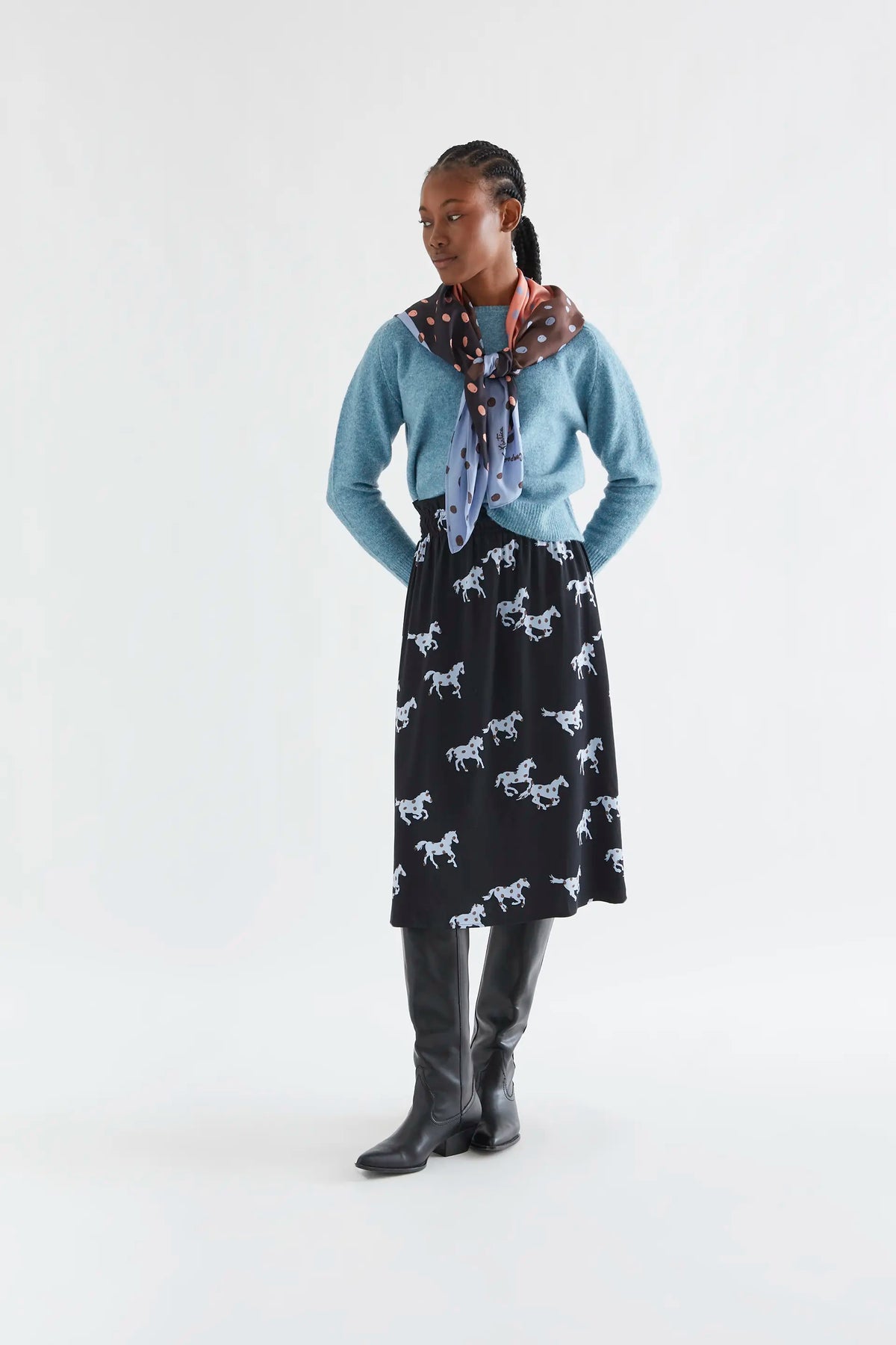Falda midi con estampado Horse