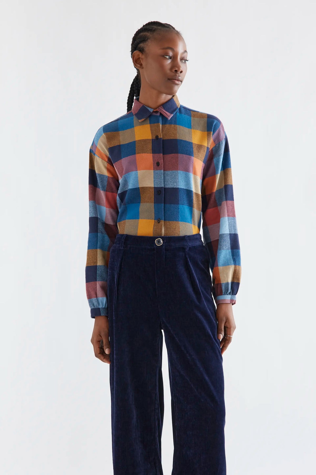 Camisa 100% algodón de cuadros multicolores