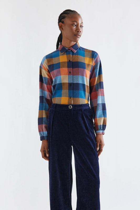 Camisa 100% algodón de cuadros multicolores