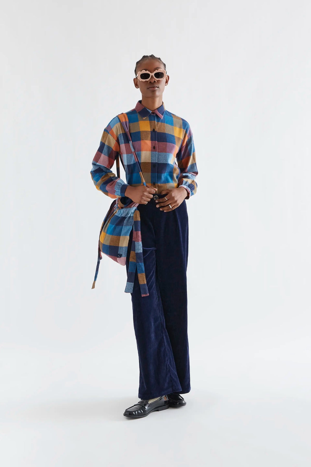 Camisa 100% algodón de cuadros multicolores