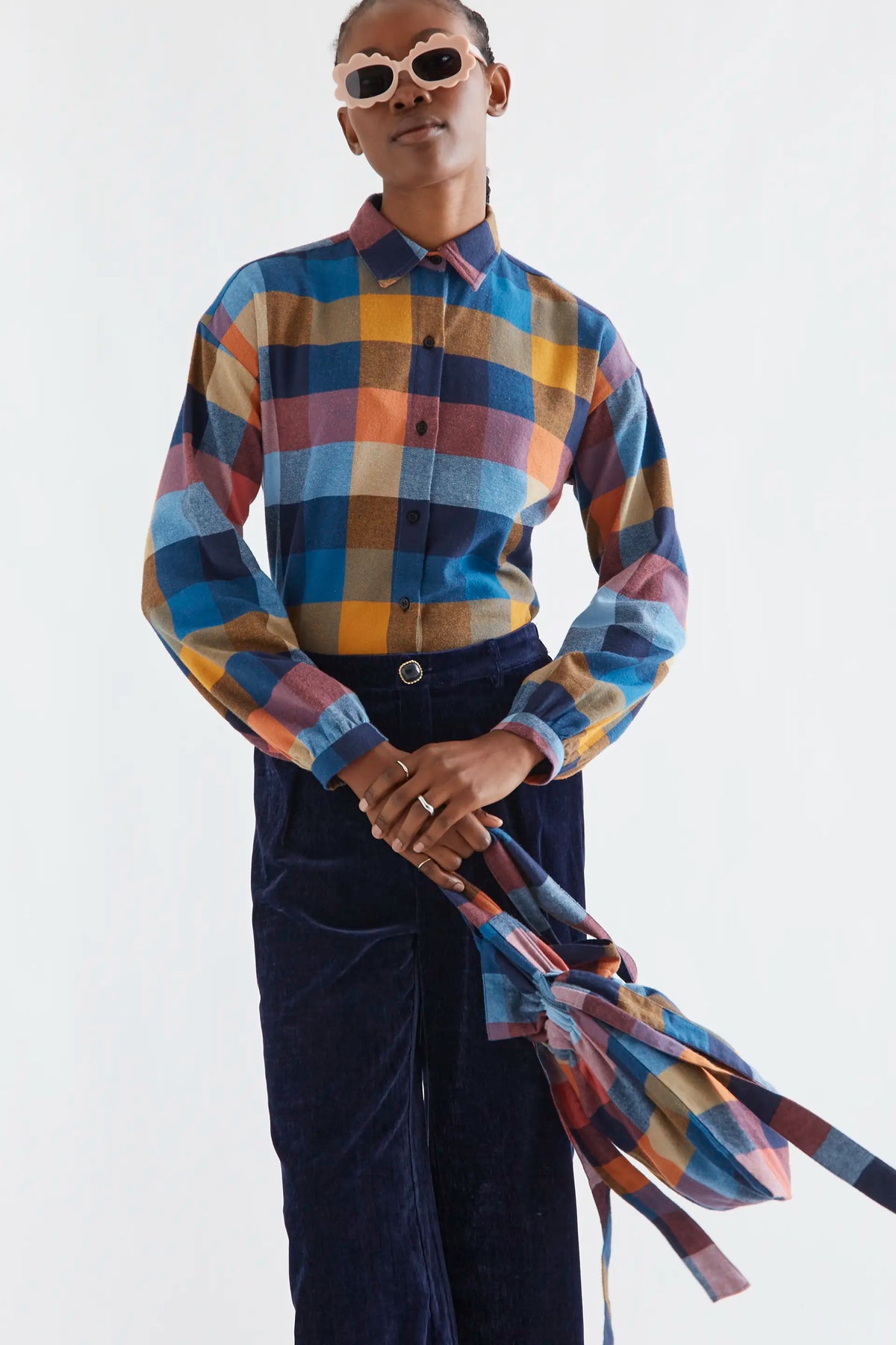 Camisa 100% algodón de cuadros multicolores