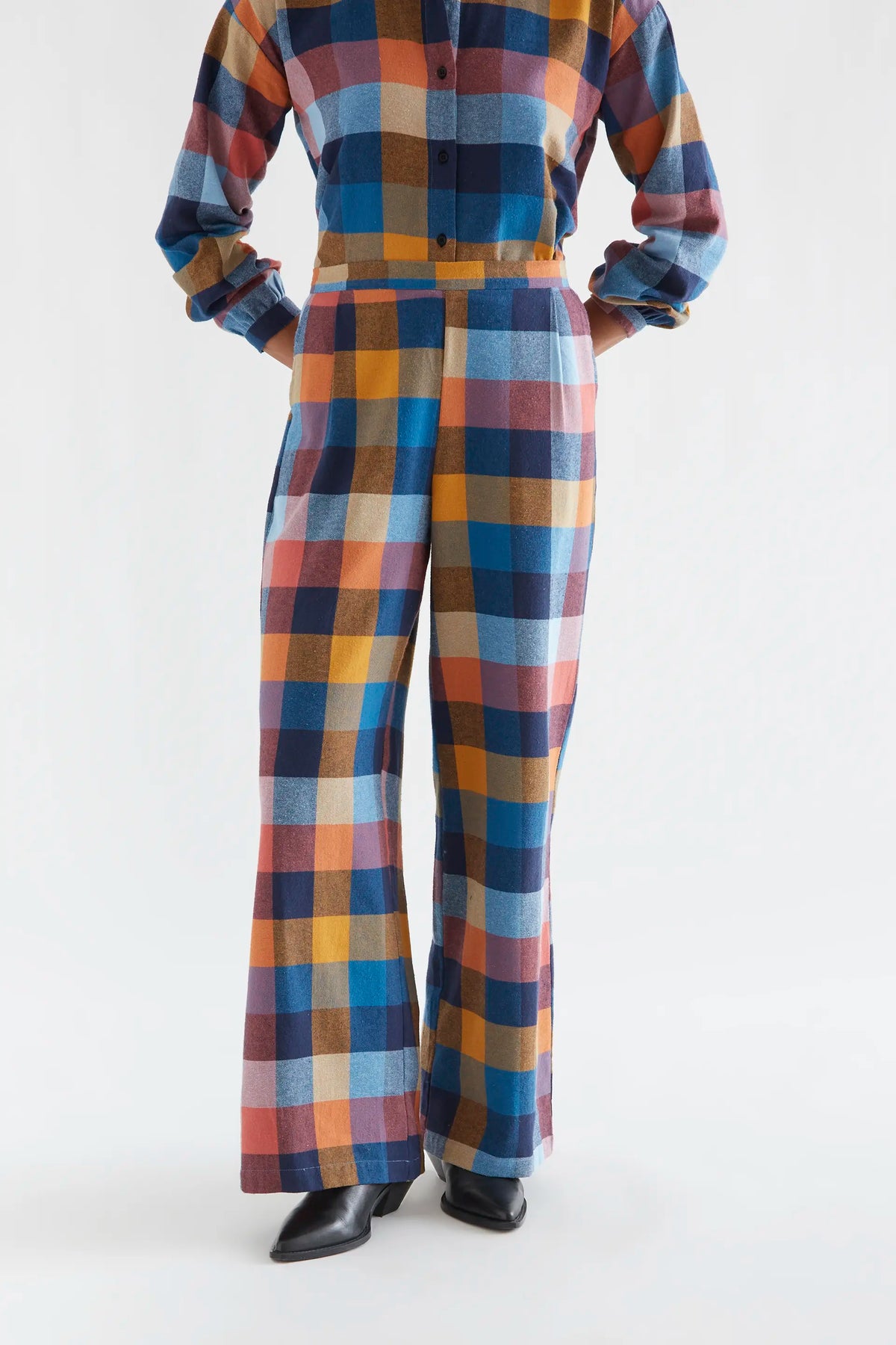 Pantalón 100% algodón de cuadros multicolores