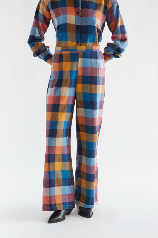 Pantalón 100% algodón de cuadros multicolores