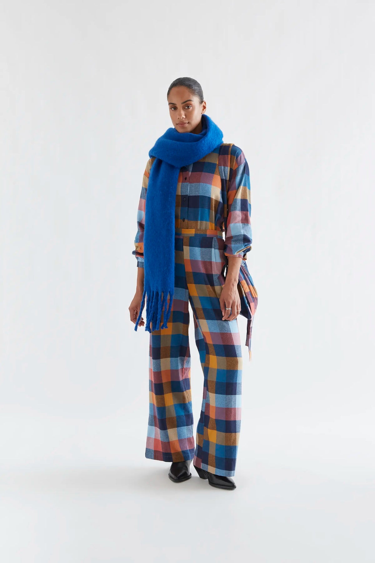 Pantalón 100% algodón de cuadros multicolores