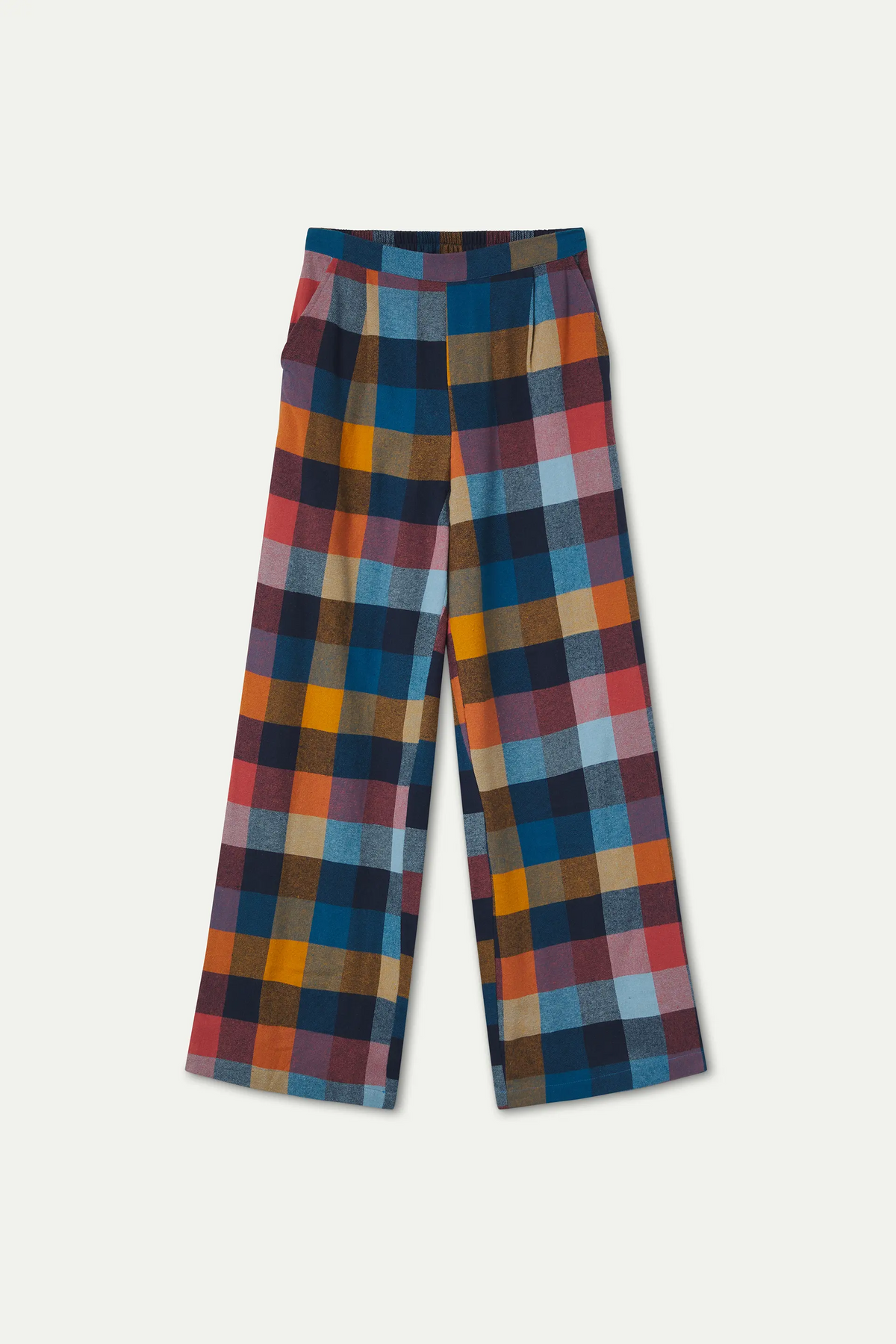 Pantalón 100% algodón de cuadros multicolores