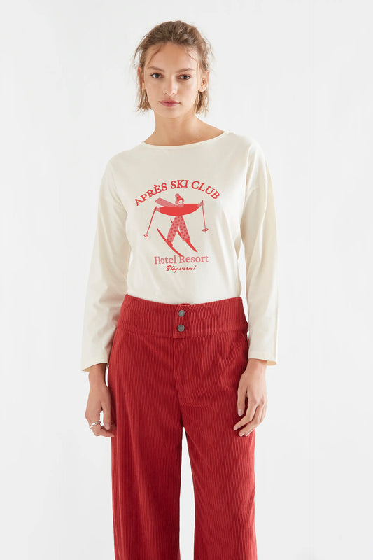 Camiseta 100% algodón blanco roto con estampado "Après Ski Club"