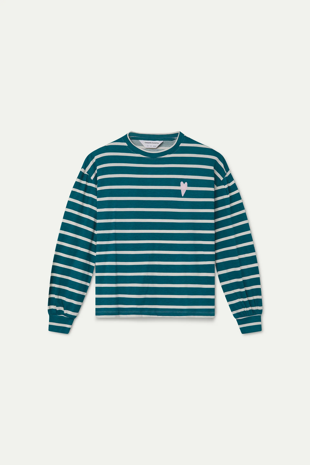Camiseta 100% algodón con estampado de rayas blanco y verde