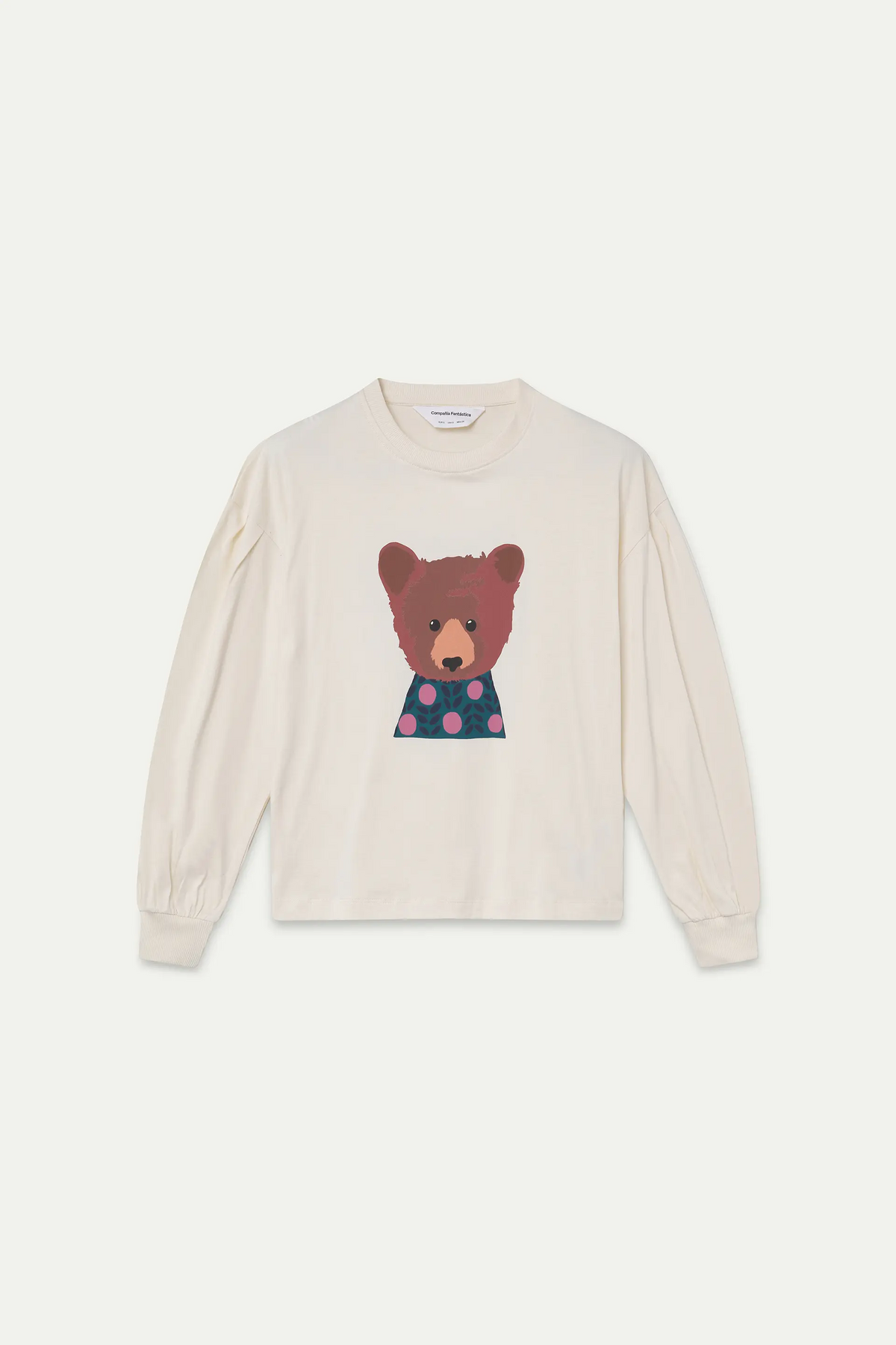 Camiseta 100% algodón blanco roto con estampado de Oso