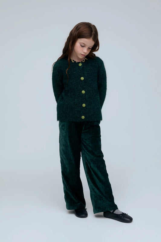 Cárdigan verde de niña mezcla lana