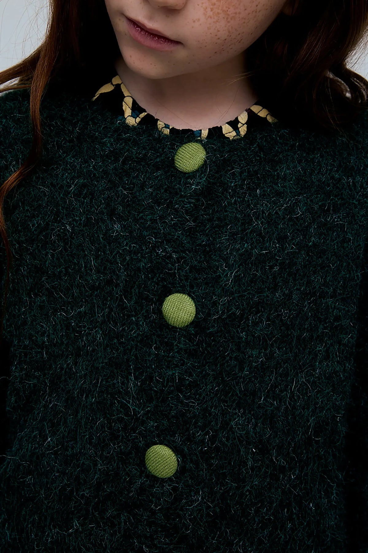 Cárdigan verde de niña mezcla lana