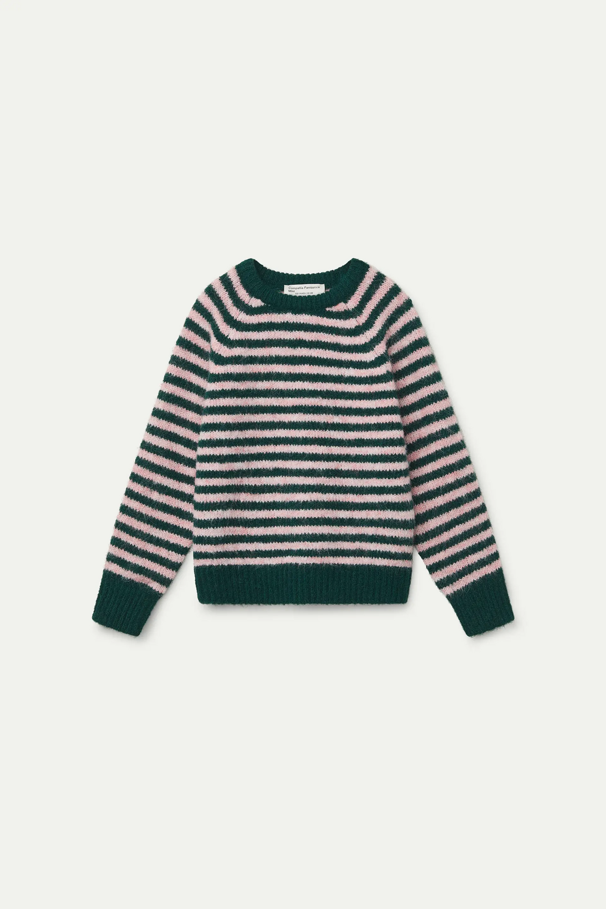 Jersey de niña con estampado de rayas verde y rosa
