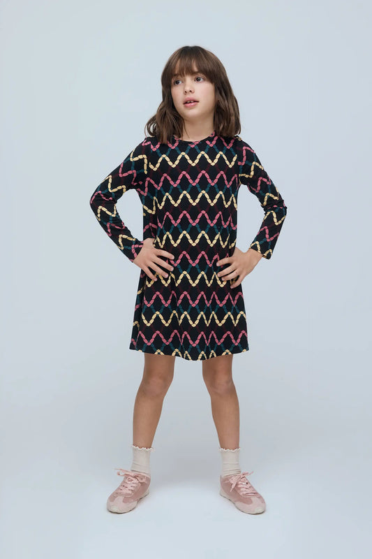 Vestido corto de niña con estampado Skein