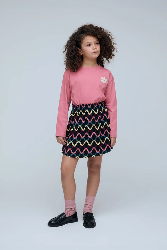 Falda corta de niña con estampado Skein