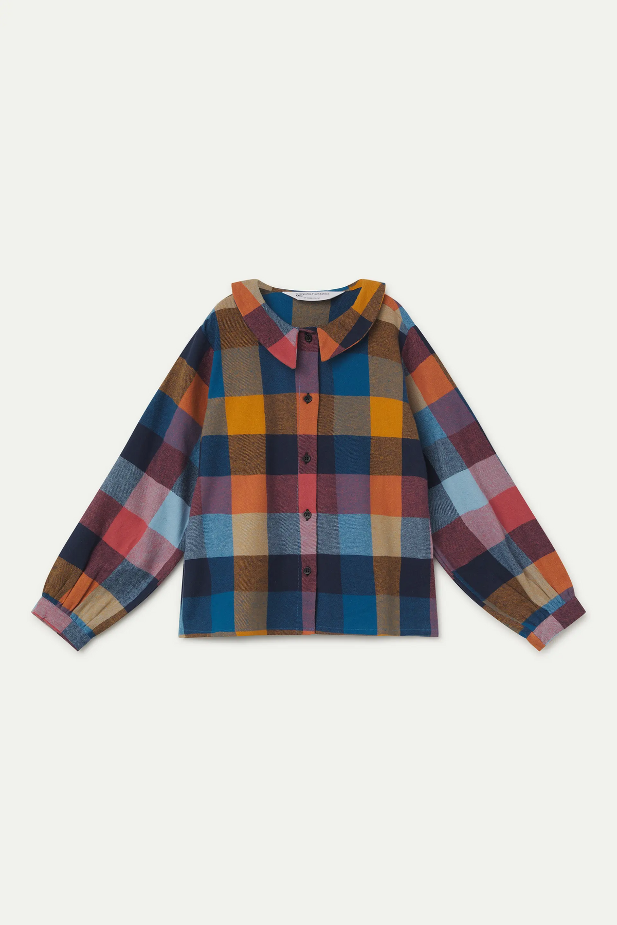 Camisa 100% algodón de niña con estampado de cuadros multicolor