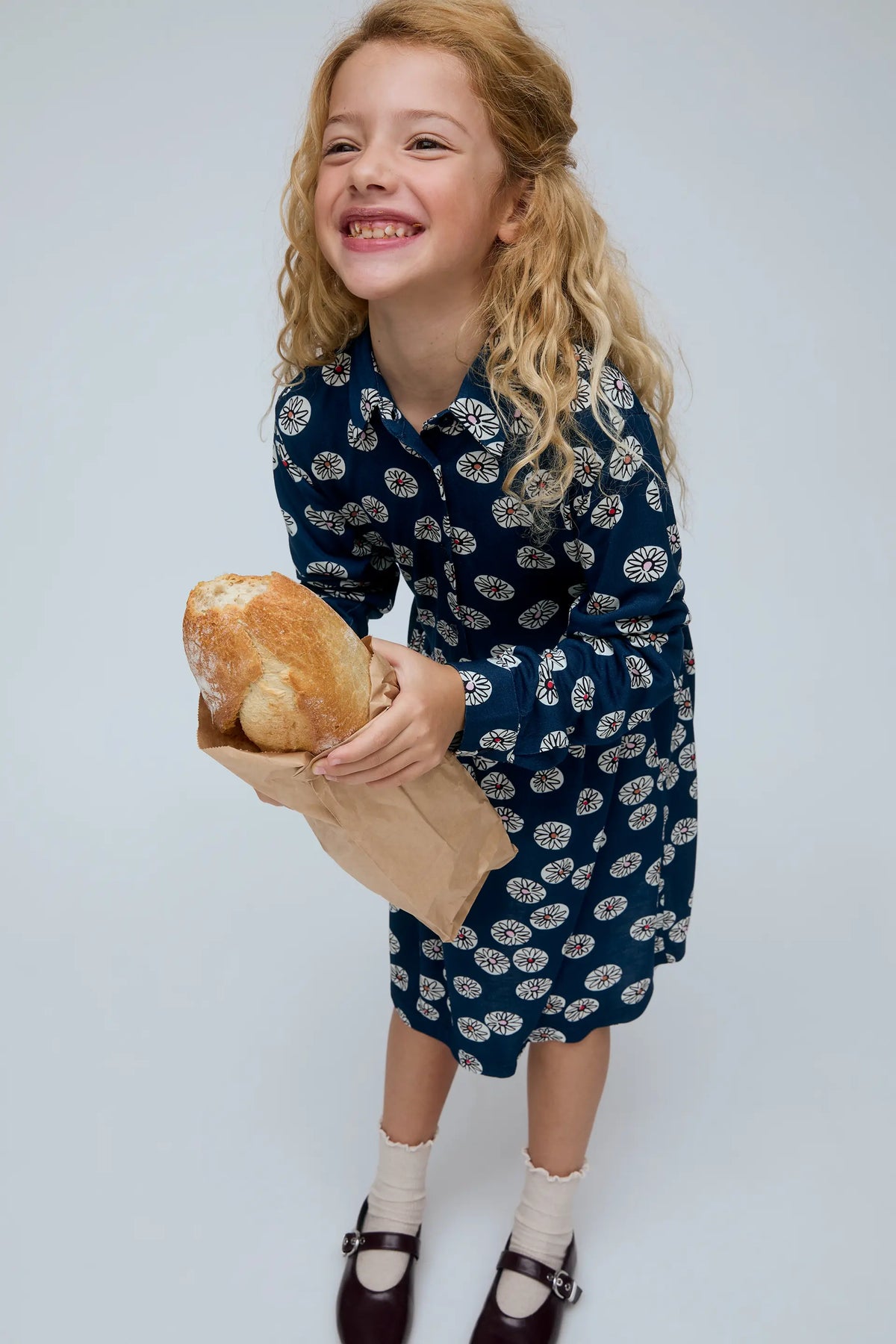 Vestido corto de niña con estampado Carthamus