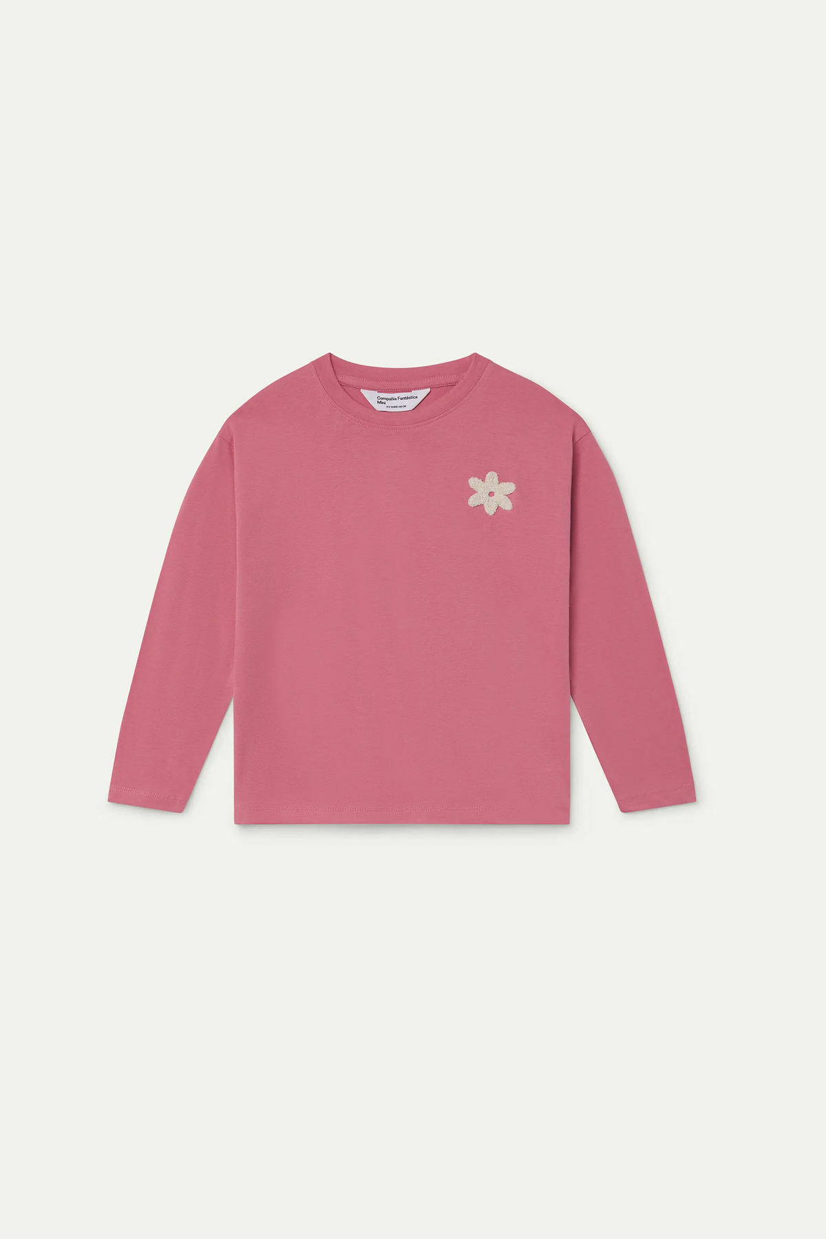 Camiseta 100% algodón de niña con parche de flor