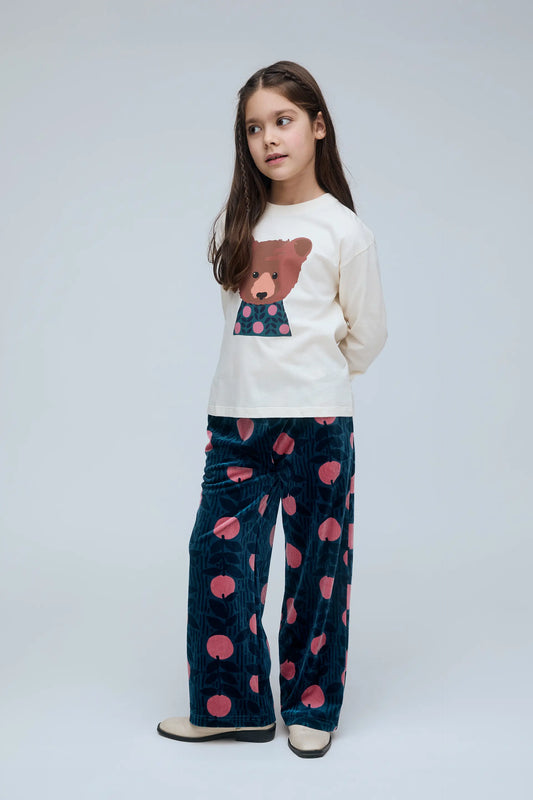 Camiseta 100% algodón de niña con estampado de Oso