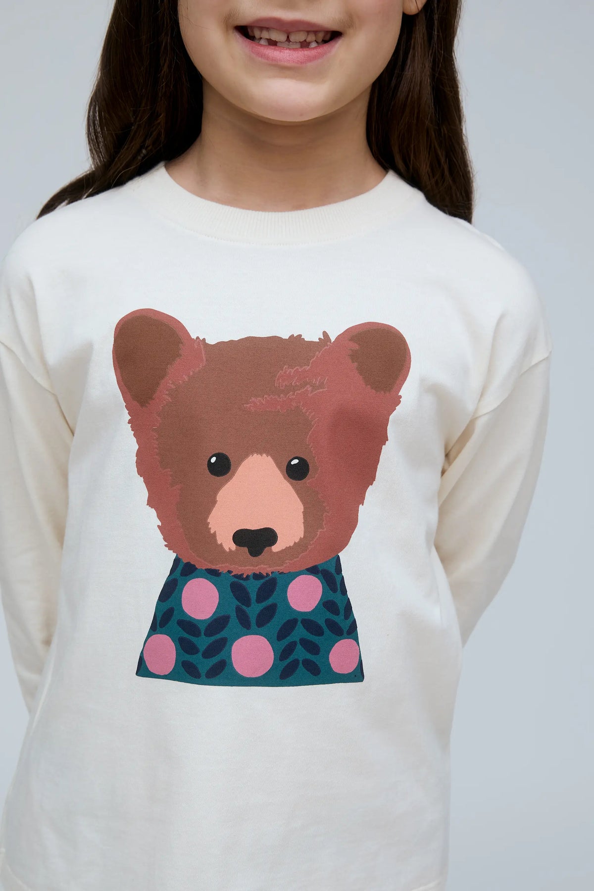Camiseta 100% algodón de niña con estampado de Oso