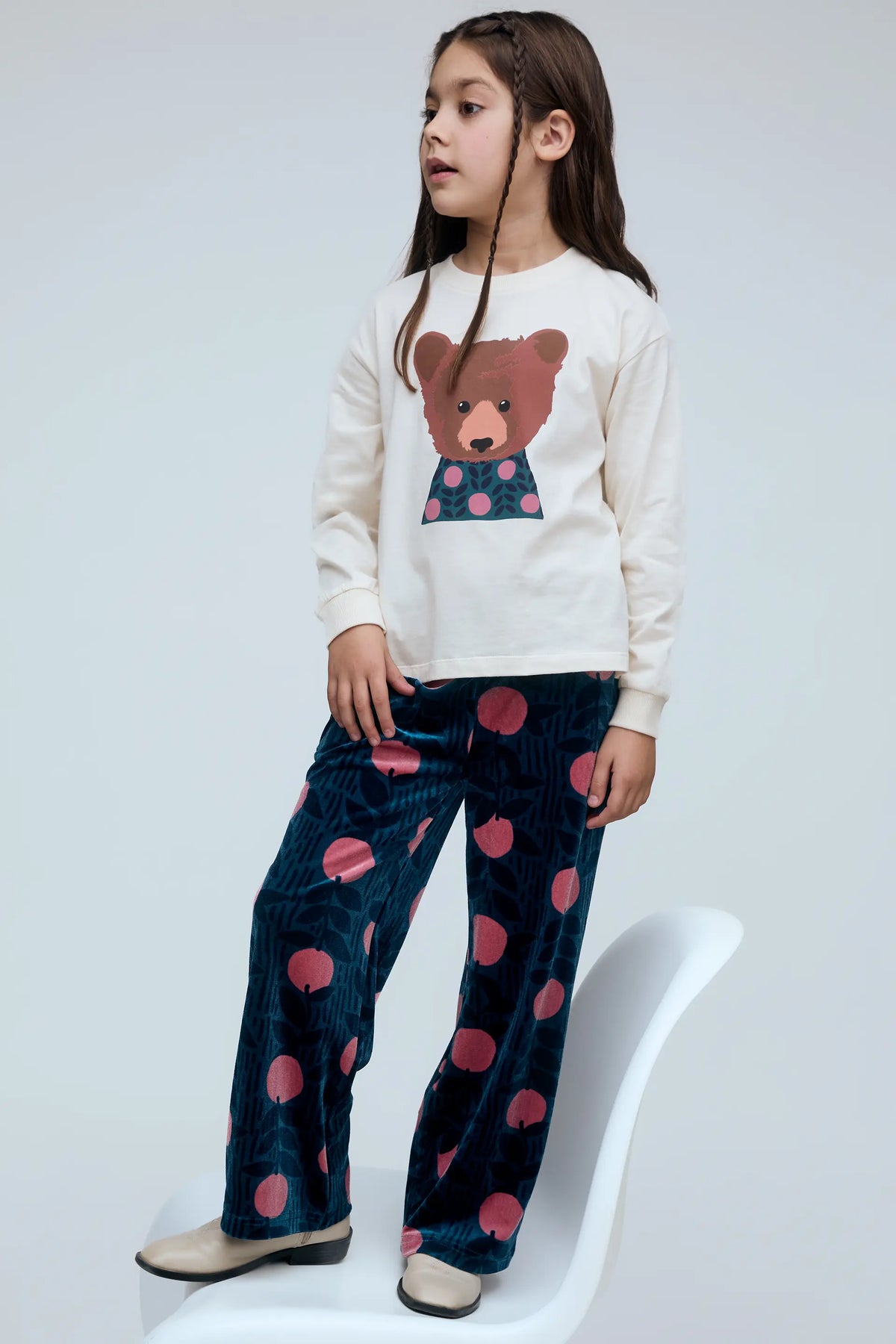 Camiseta 100% algodón de niña con estampado de Oso
