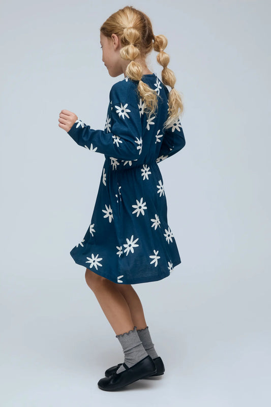 Vestido corto 100% algodón de niña con estampado Carthamus