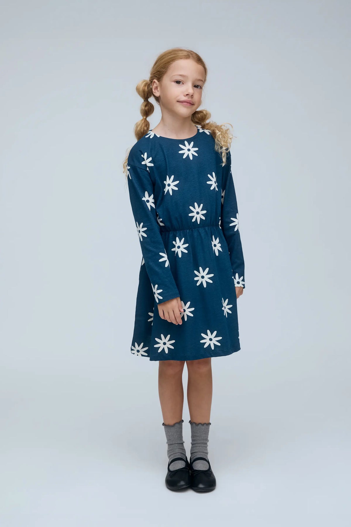 Vestido corto 100% algodón de niña con estampado Carthamus