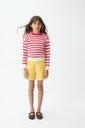 Maglione a righe per bambina, bianco e rosso